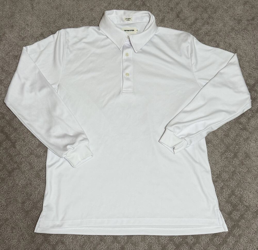 Taylor Stitch Mens 40 M White Long Sleeve Polo Shirt Handmade California USA